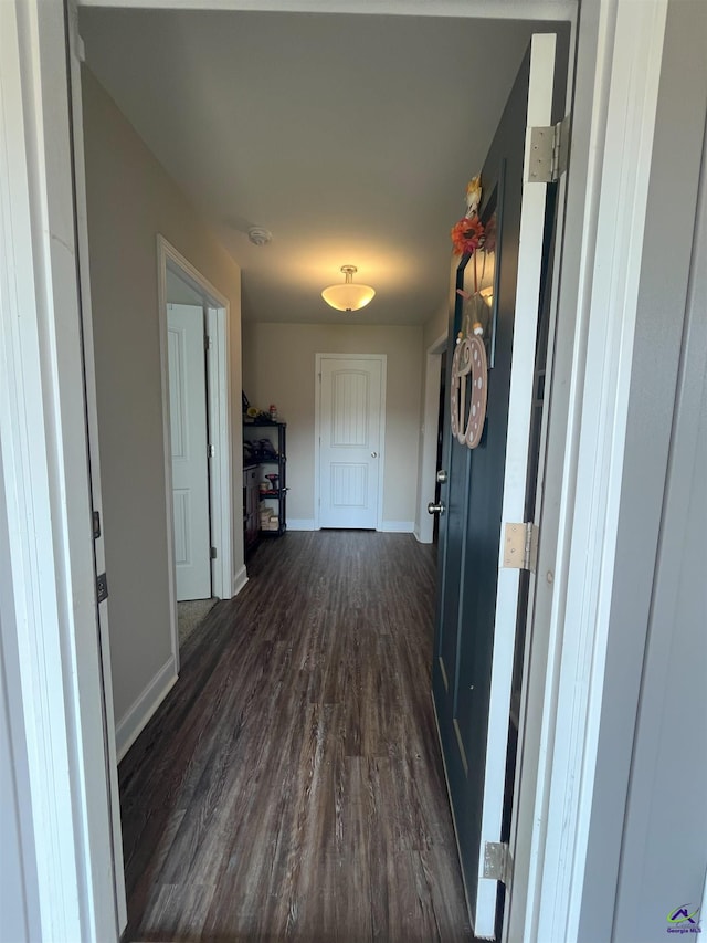 107 Red Tail Cir, Byron, GA 31008 - hall with baseboards and dark wood-style floors