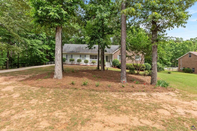 ranch-style home featuring a front yard