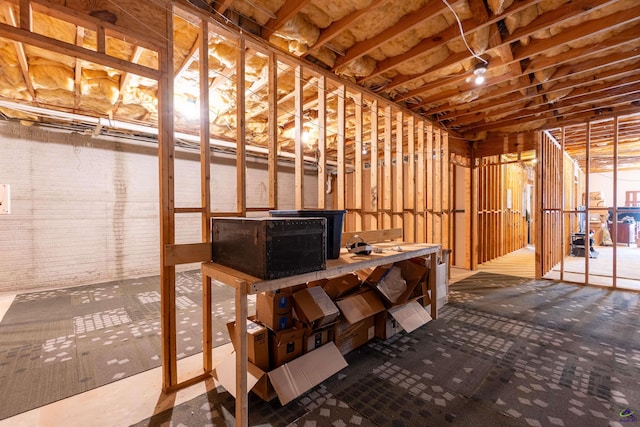 view of unfinished basement