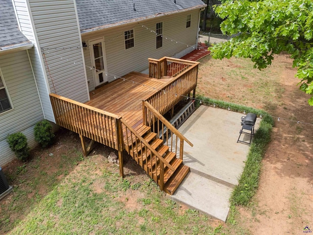 deck featuring stairway