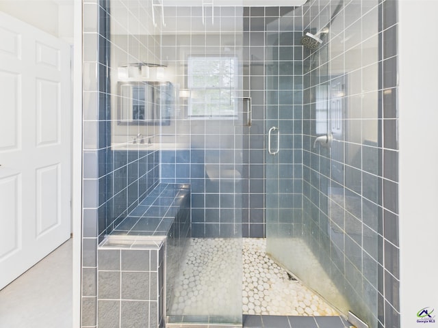 bathroom featuring a stall shower