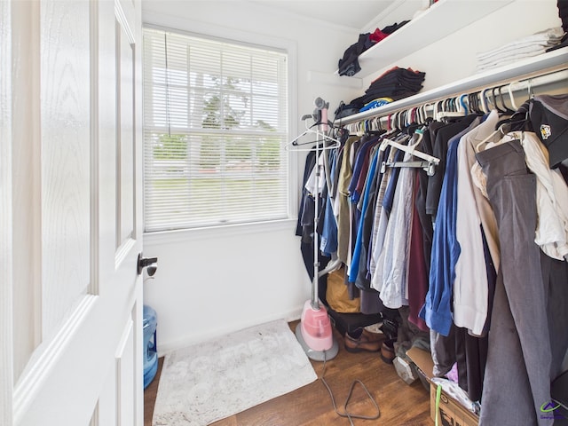 spacious closet with wood finished floors