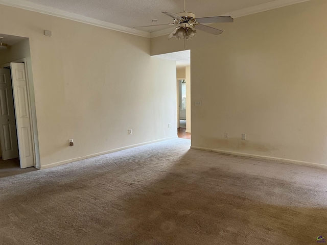 113 Easy St, Dublin, GA 31021 - carpeted empty room featuring ceiling fan, ornamental molding, and baseboards