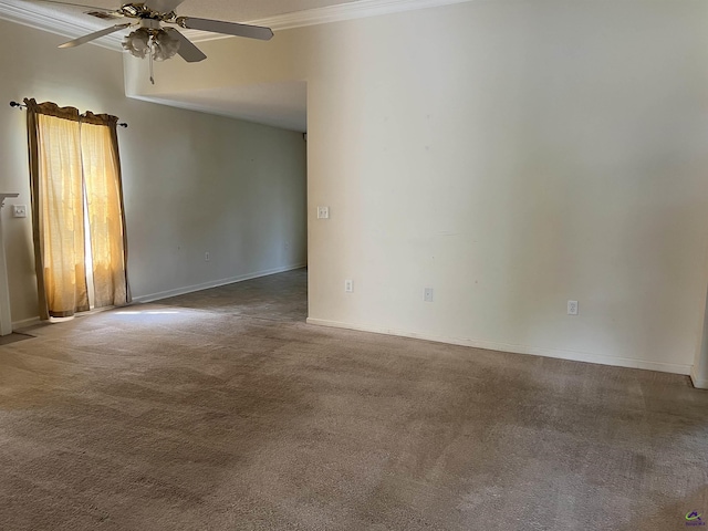 113 Easy St, Dublin, GA 31021 - empty room featuring a ceiling fan, carpet floors, ornamental molding, and baseboards