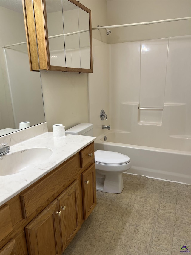 113 Easy St, Dublin, GA 31021 - full bathroom with vanity,  shower combination, toilet, and tile patterned floors