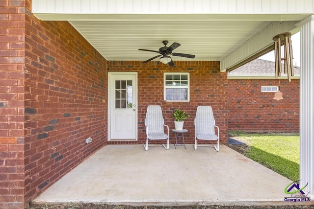 view of patio / terrace featuring a ceiling fan