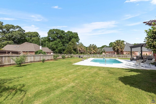 view of swimming pool featuring a pergola and a patio