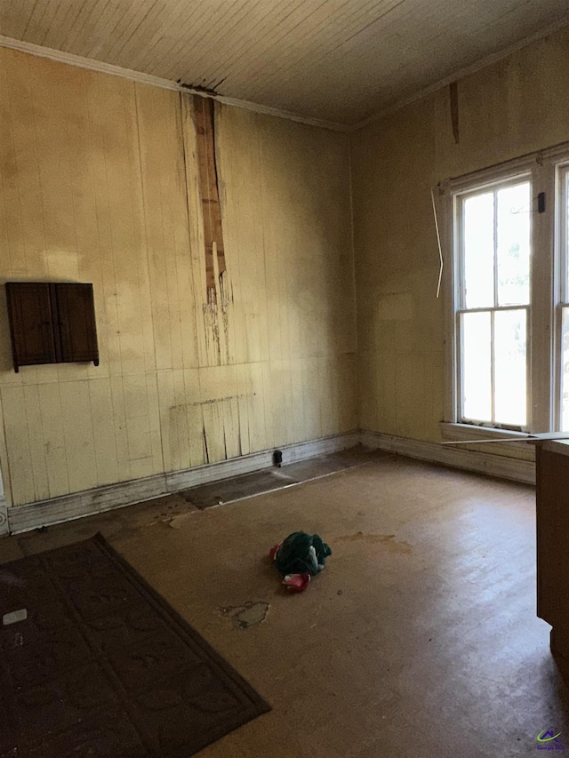 62 Merritt St, Hawkinsville, GA 31036 - unfurnished room featuring wooden ceiling, wood walls, and crown molding