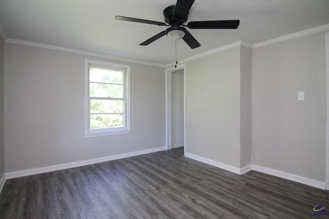118 Wimberly Rd, Hawkinsville, GA 31036 - unfurnished room featuring dark wood finished floors, baseboards, crown molding, and ceiling fan