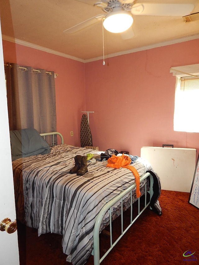7085 US Highway 341 S, Roberta, GA 31078 - bedroom featuring carpet floors, ornamental molding, and ceiling fan