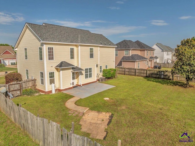 212 Raleigh Dr, Warner Robins, GA 31088 - rear view of house with a patio area, a residential view, and a shingled roof
