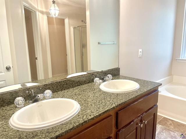 1187 Camden Ct, Warner Robins, GA 31088 - full bath with a shower stall, a bath, double vanity, and tile patterned floors