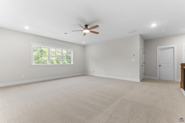615 Head Rd, Juliette, GA 31046 - spare room featuring ceiling fan, recessed lighting, and light carpet