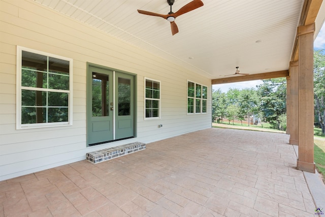 615 Head Rd, Juliette, GA 31046 - view of patio featuring ceiling fan and french doors