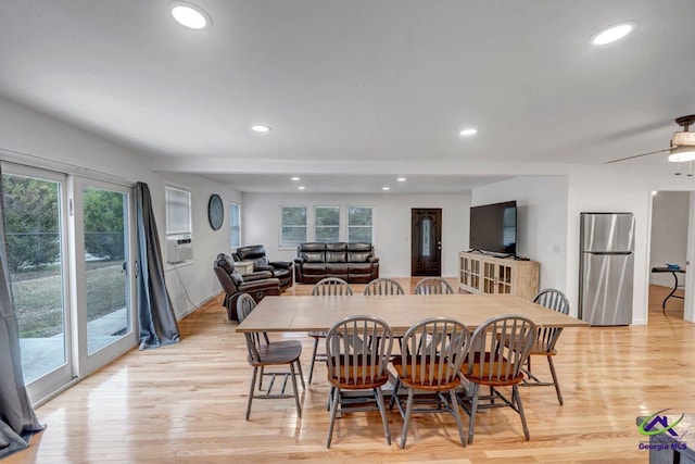 257 Macon Rd, Reynolds, GA 31076 - dining area featuring recessed lighting, light wood-style floors, and ceiling fan