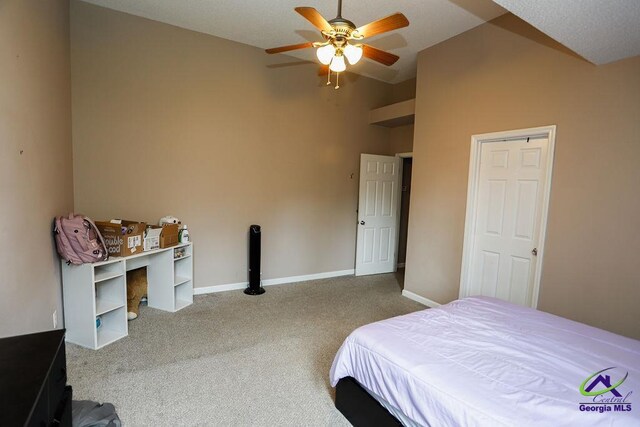 209 Ridgestone, Warner Robins, GA 31088 - carpeted bedroom with vaulted ceiling and ceiling fan