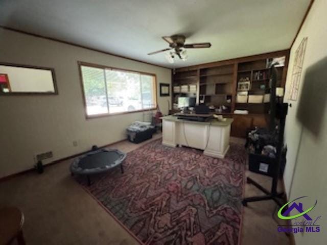 111 Mason Dr, Centerville, GA 31028 - office area featuring carpet flooring and ceiling fan