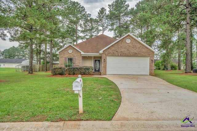 view of front of home with brick siding, an attached garage, and concrete driveway