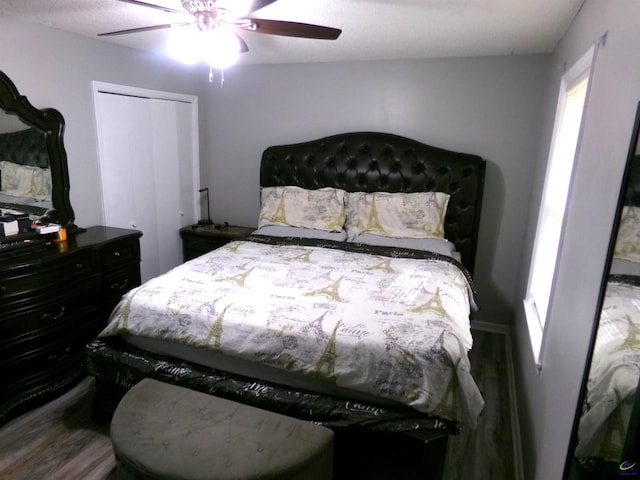 871 Chisholm Trl, Macon, GA 31220 - bedroom featuring wood finished floors, a ceiling fan, and a closet