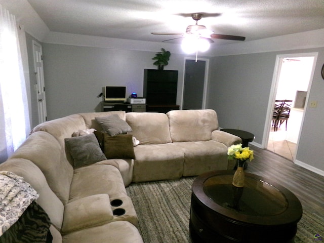 871 Chisholm Trl, Macon, GA 31220 - living area with a ceiling fan, wood finished floors, and baseboards