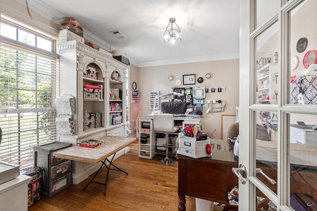 105 River Rock Ct, Perry, GA 31069 - home office featuring ornamental molding and wood finished floors