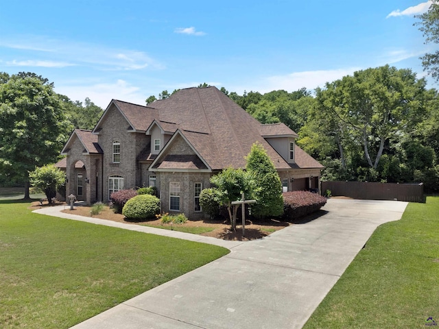 105 River Rock Ct, Perry, GA 31069 - view of front of property featuring a front lawn, driveway, a shingled roof, and brick siding