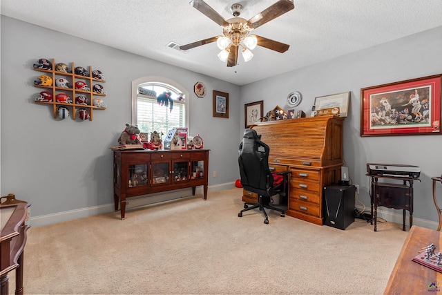 105 River Rock Ct, Perry, GA 31069 - carpeted office with a ceiling fan, baseboards, and a textured ceiling