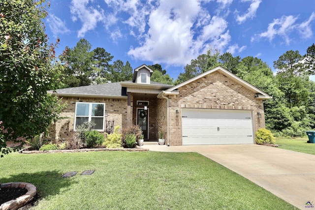 121 Gwendolyn Ave, Perry, GA 31069 - view of front of property featuring brick siding, an attached garage, concrete driveway, a front lawn, and roof with shingles