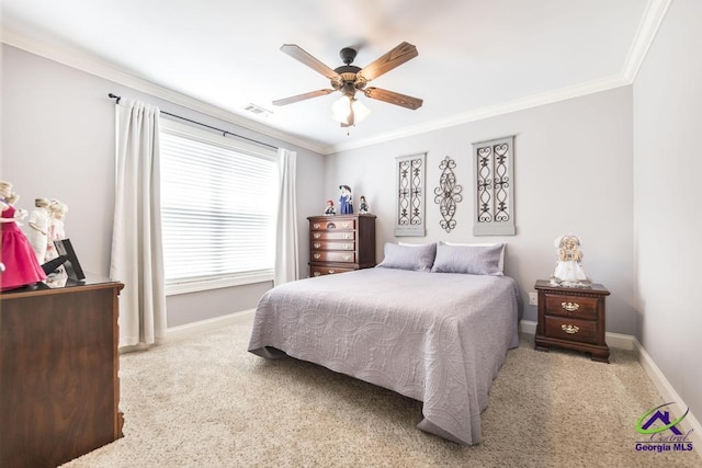 215 Wilson Creek Bnd, Bonaire, GA 31005 - carpeted bedroom with ornamental molding, baseboards, and ceiling fan