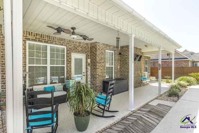 215 Wilson Creek Bnd, Bonaire, GA 31005 - view of patio featuring a ceiling fan