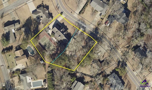 207 Oak Forest Ln, Warner Robins, GA 31088 - aerial overview of property's location with property boundaries highlighted