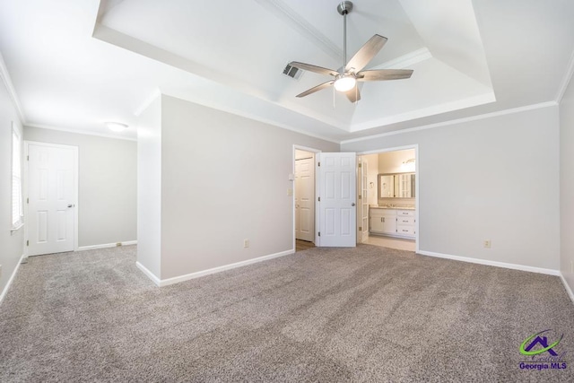 757 Silver Springs Drs, Macon, GA 31210 - unfurnished bedroom featuring a raised ceiling, baseboards, carpet, and crown molding