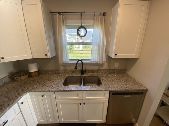 51 Cole Dr, Hawkinsville, GA 31036 - kitchen featuring dishwasher, a sink, white cabinets, and light stone countertops