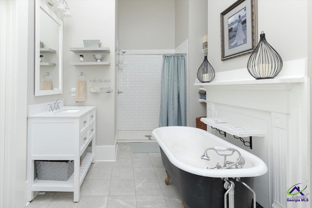 1360 Calhoun St, Macon, GA 31201 - bathroom featuring a shower stall, vanity, and a freestanding bath
