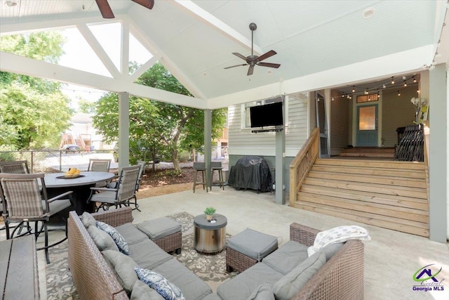 1360 Calhoun St, Macon, GA 31201 - view of patio / terrace with an outdoor living space, a ceiling fan, and outdoor dining space