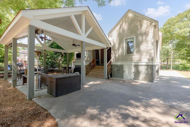 1360 Calhoun St, Macon, GA 31201 - view of front of house featuring a ceiling fan, a gazebo, crawl space, and a patio area