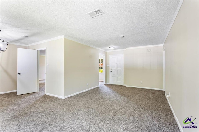 214 Markwood Dr, Warner Robins, GA 31093 - carpeted empty room with a textured ceiling, ornamental molding, and baseboards