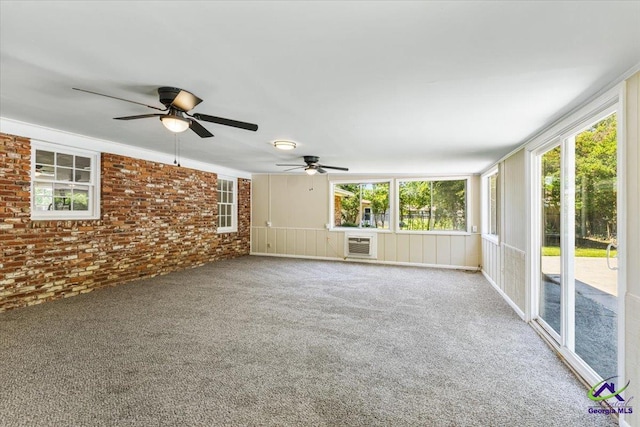 214 Markwood Dr, Warner Robins, GA 31093 - unfurnished sunroom with ceiling fan, healthy amount of natural light, and an AC wall unit