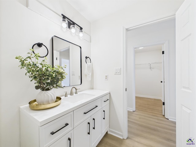 3081 Tiffin Cir, Macon, GA 31204 - bathroom featuring vanity, wood finished floors, a spacious closet, and baseboards
