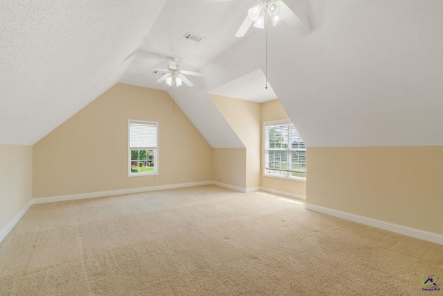 107 Rachael Ln, Warner Robins, GA 31088 - additional living space featuring a ceiling fan, light carpet, and lofted ceiling