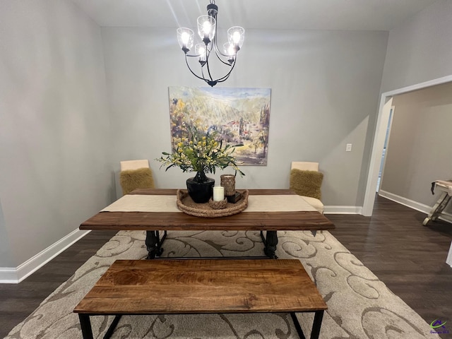 508 Nandina Ct, Warner Robins, GA 31088 - dining space featuring a chandelier, baseboards, and wood finished floors