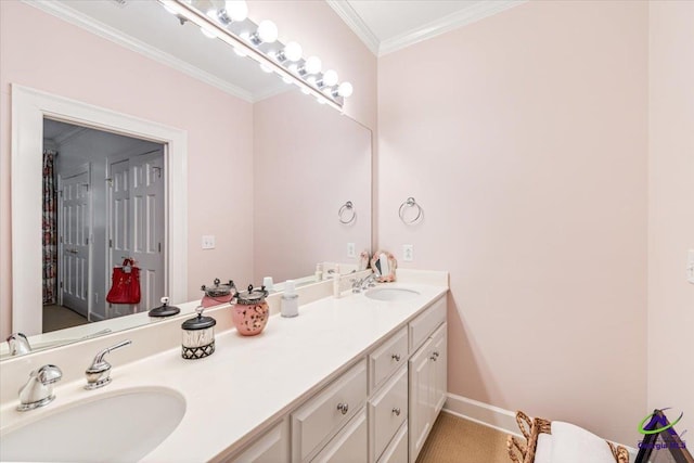 116 Maimont Cir, Macon, GA 31210 - full bathroom with double vanity, baseboards, and ornamental molding