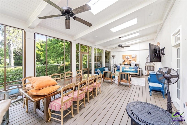 116 Maimont Cir, Macon, GA 31210 - sunroom / solarium with an outdoor hangout area, ceiling fan, and a skylight