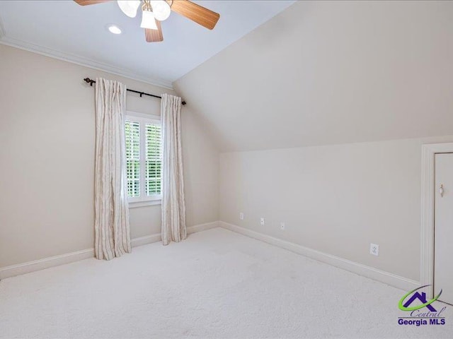 113 Troon Way, Macon, GA 31210 - additional living space featuring lofted ceiling, a ceiling fan, baseboards, carpet floors, and recessed lighting