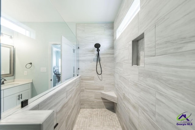 107 Field View Ln, Kathleen, GA 31047 - bathroom featuring a walk in shower and vanity