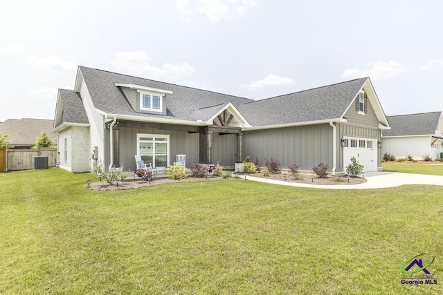 107 Field View Ln, Kathleen, GA 31047 - view of front of property featuring board and batten siding, concrete driveway, cooling unit, and roof with shingles