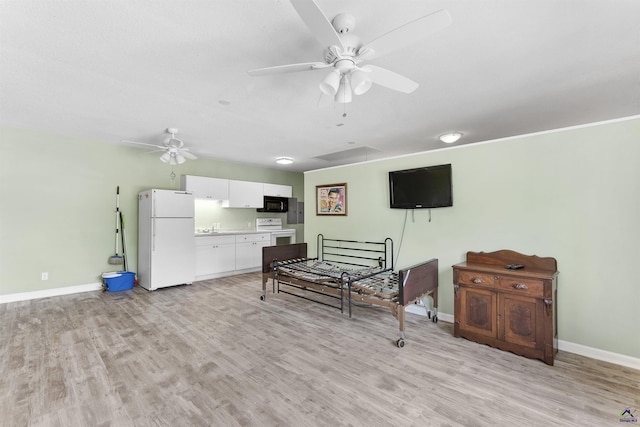 2725 Moseley Rd, Byron, GA 31008 - living area featuring a ceiling fan, baseboards, and light wood-style floors