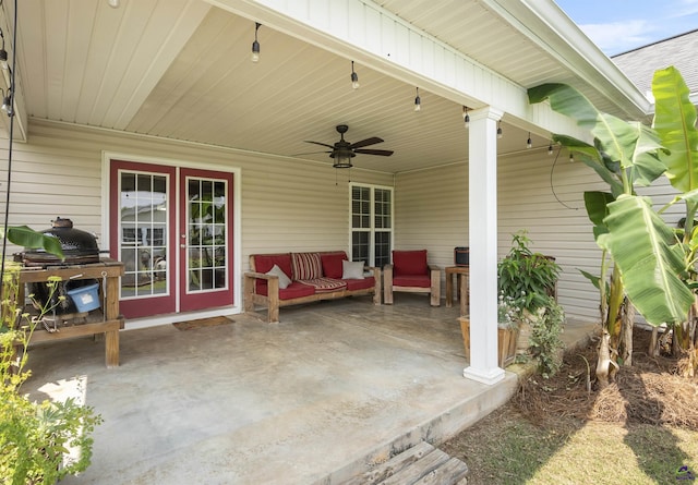 2725 Moseley Rd, Byron, GA 31008 - view of patio / terrace featuring a ceiling fan and a grill