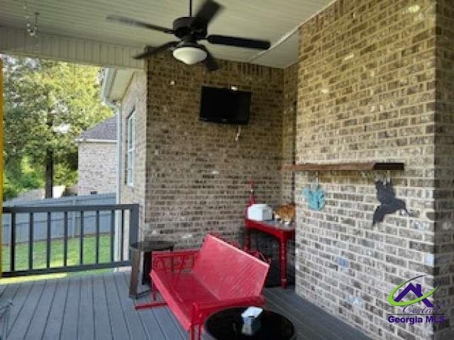 403 Hunts Landing Dr, Kathleen, GA 31047 - deck featuring ceiling fan