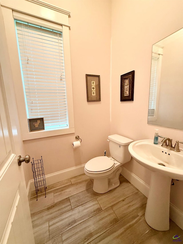 183 Terrell Rd, Elko, GA 31025 - bathroom featuring toilet, baseboards, wood finished floors, and a sink